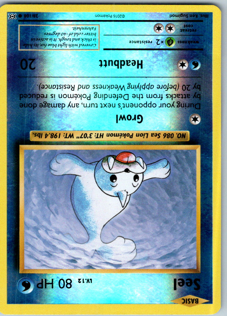 Seel 28/108 Common Evolutions Pokemon Reverse Holo Near Mint