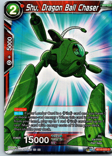 Shu, Dragon Ball Chaser BT10-022 Rise of the Unison Warrior Dragon Ball Super NM