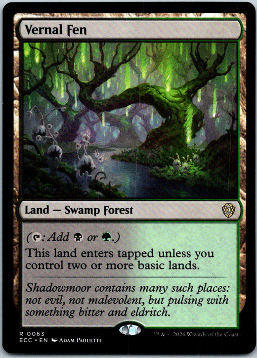 Vernal Fen 63 Rare Commander: Lorwyn Eclipsed Magic: The Gathering Near Mint