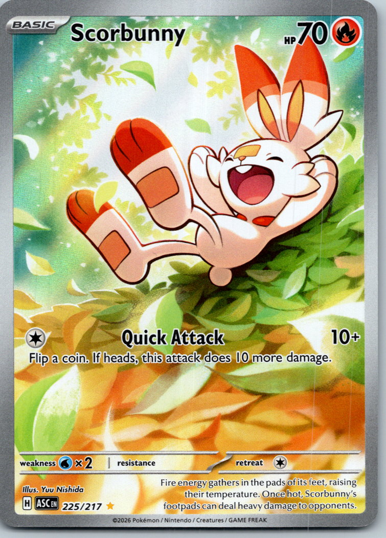 Scorbunny 225/217 Illustration Rare Ascended Heroes Pokemon Near Mint
