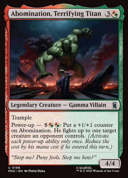 Abomination, Terrifying Titan 198 Marvel Super Heroes Magic: The Gathering NM