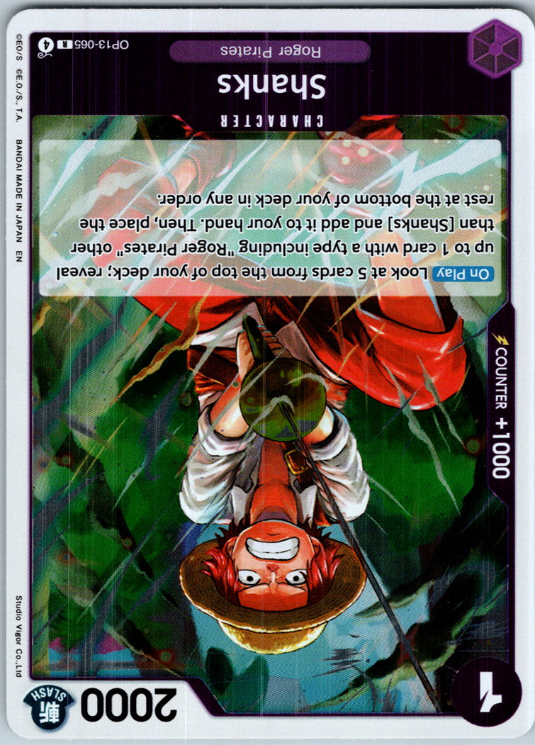Shanks (065) OP13-065 Rare Carrying On His Will One Piece Near Mint