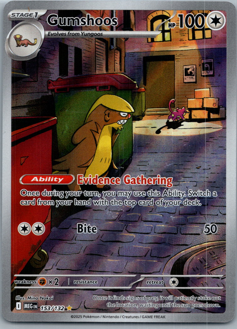 Gumshoos 153/132 Illustration Rare Mega Evolution Pokemon Near Mint