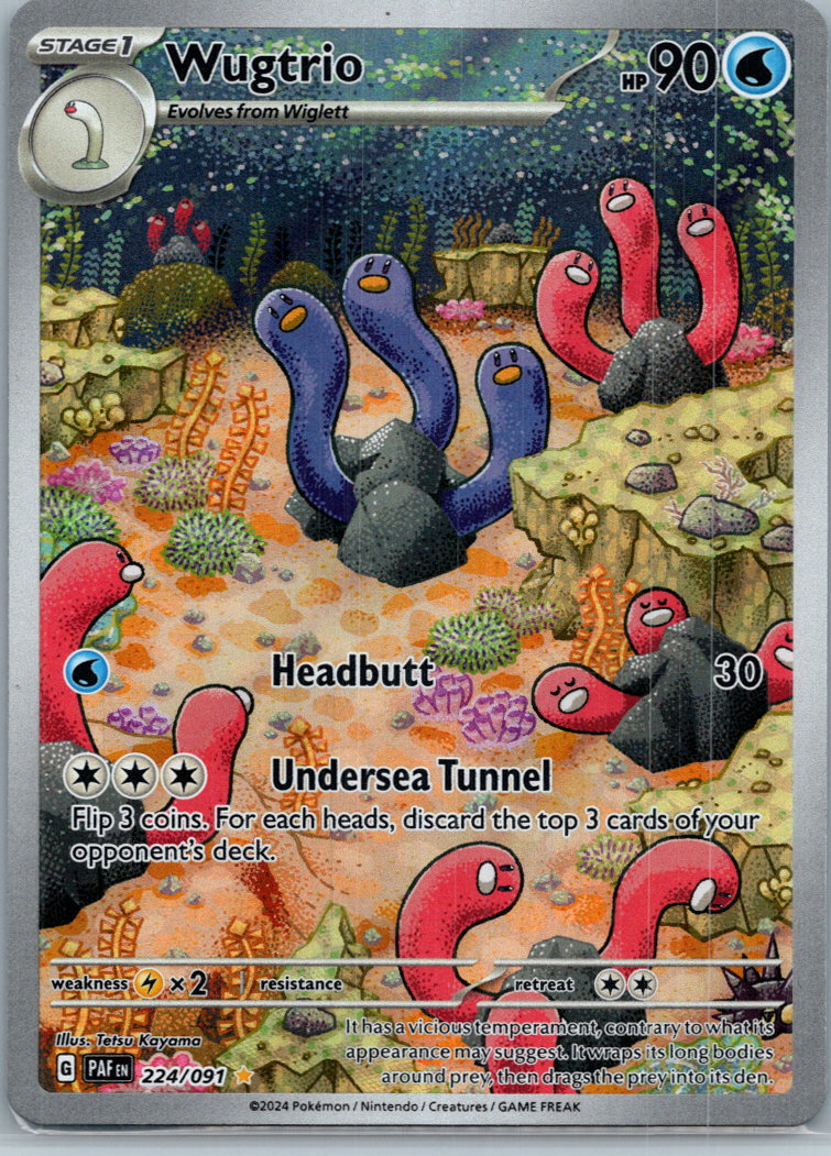 Wugtrio 224/091 Illustration Rare Paldean Fates Pokemon Near Mint