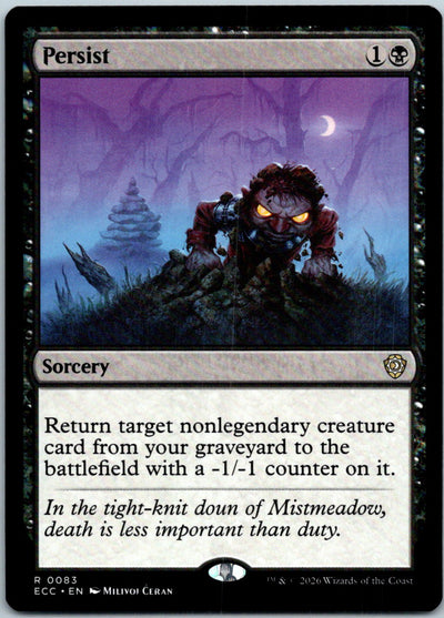 Persist 83 Rare Commander: Lorwyn Eclipsed Magic: The Gathering Near Mint