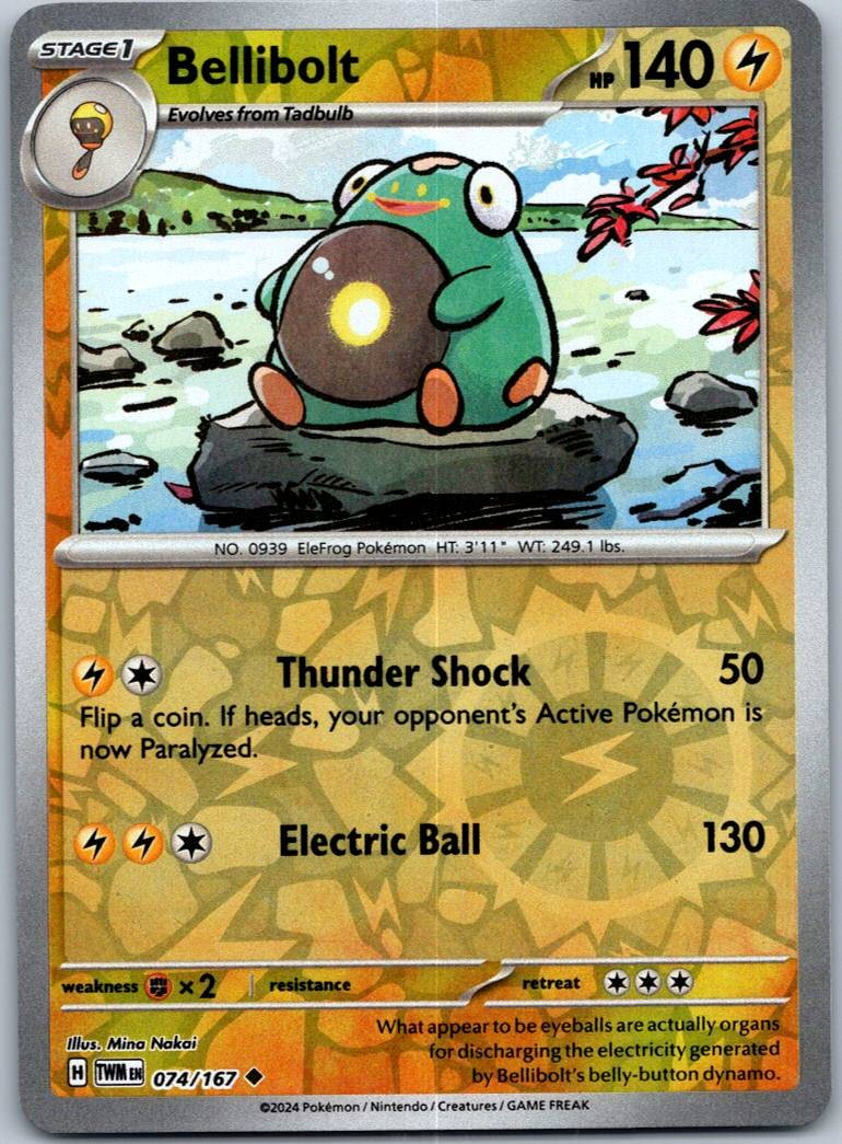 Bellibolt 074/167 Uncommon Twilight Masquerade Pokemon Reverse Holo Near Mint