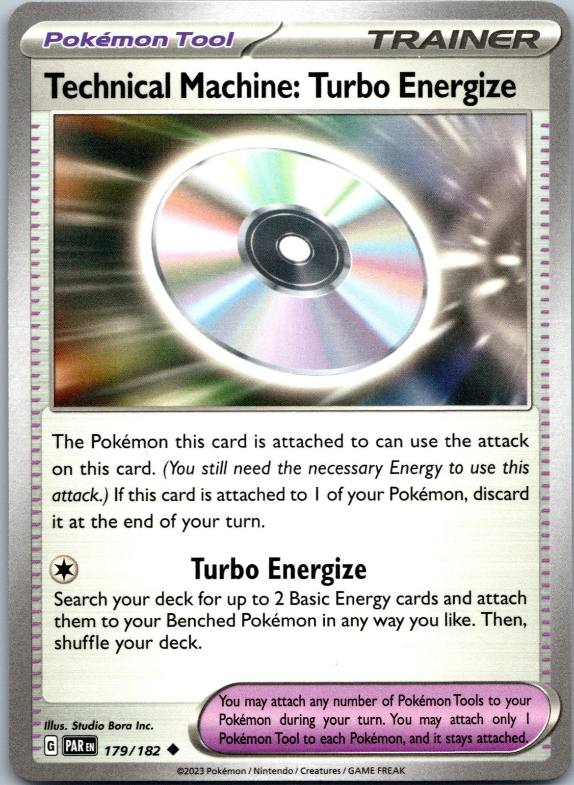Technical Machine: Turbo Energize 179/182 Uncommon Paradox Rift Pokemon NM