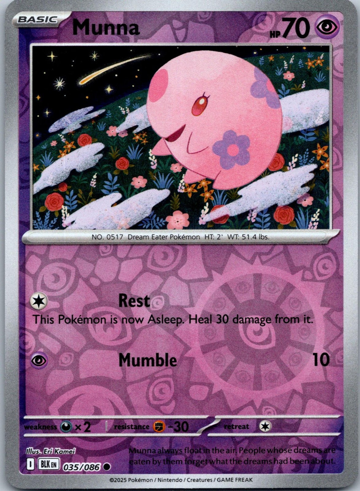 Munna 035/086 Common Black Bolt Pokemon Near Mint