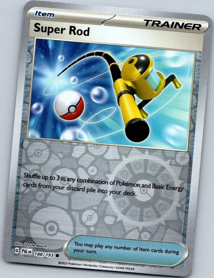 Super Rod 188/193 Common Paldea Evolved Pokemon Reverse Holo Near Mint