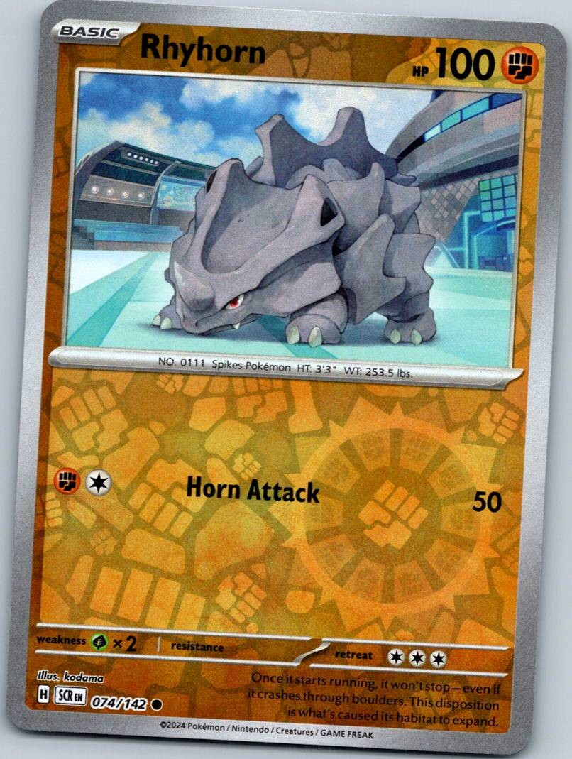 Rhyhorn 74/142 Common Stellar Crown Pokemon Reverse Holo Near Mint