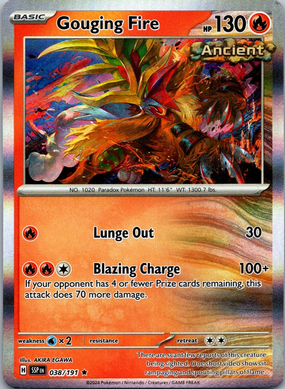 Gouging Fire 038/191 Rare Surging Sparks Pokemon Near Mint