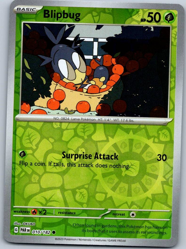 Blipbug 010/182 Common Paradox Rift Pokemon Reverse Holo Near Mint