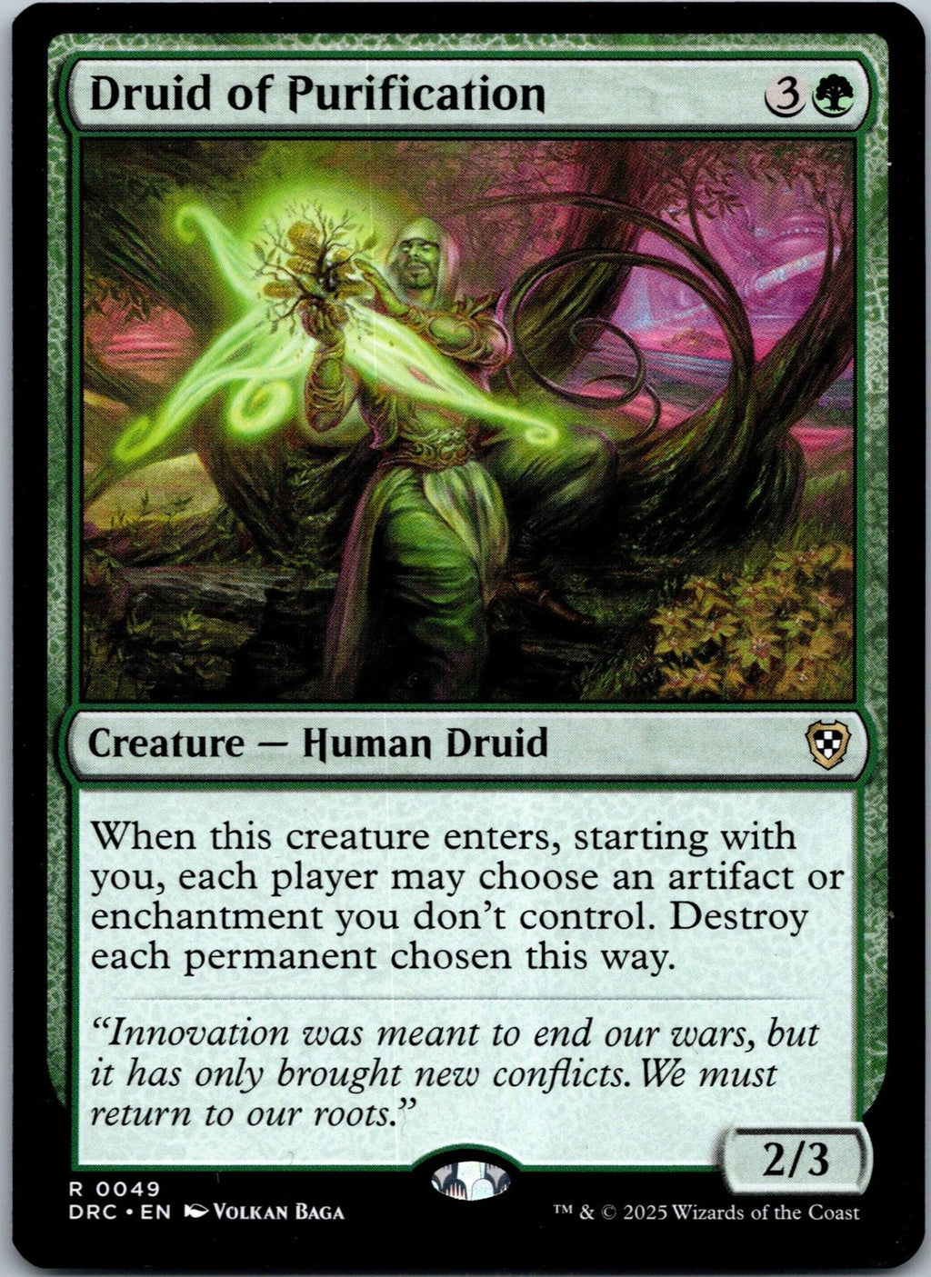 Druid of Purification 49 Rare Commander: Aetherdrift Magic: The Gathering NM