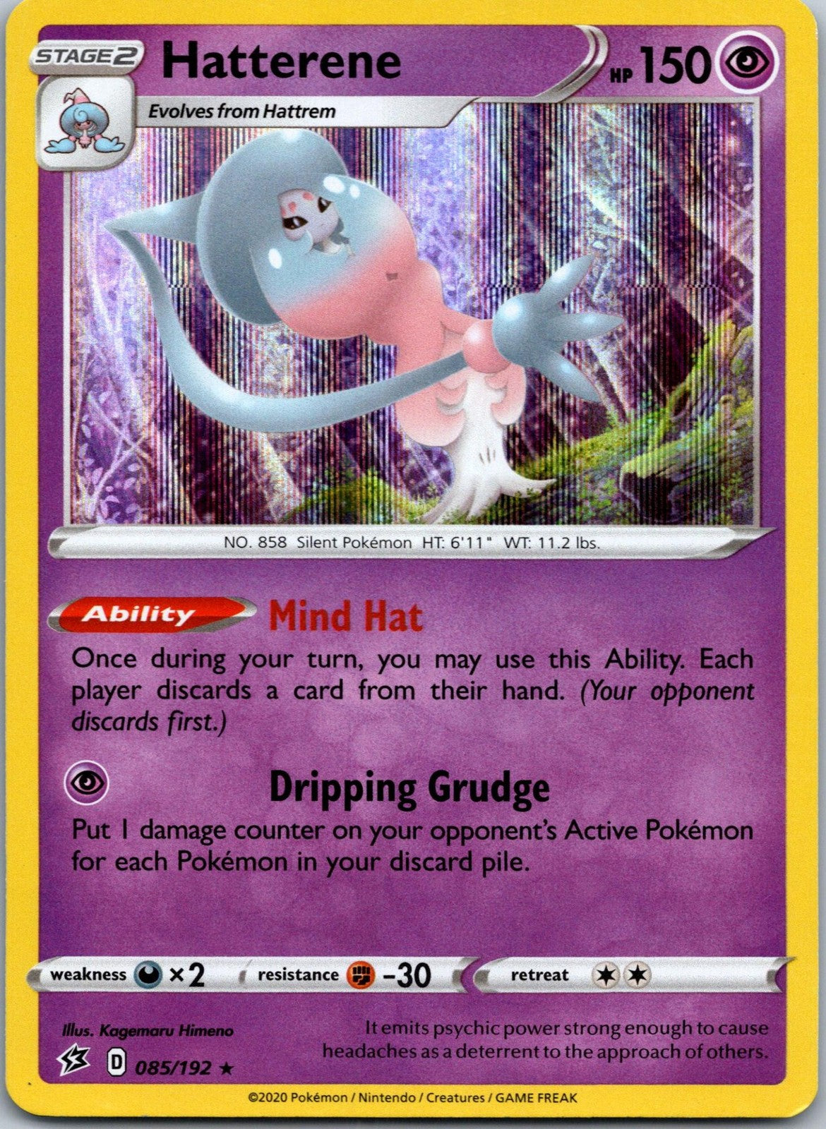 Hatterene 085/192 Holo Rare Rebel Clash Pokemon Near Mint
