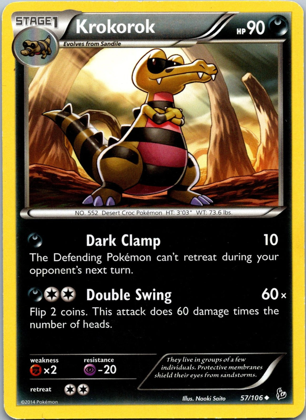 Krokorok 57/106 Uncommon Flashfire Pokemon Near Mint