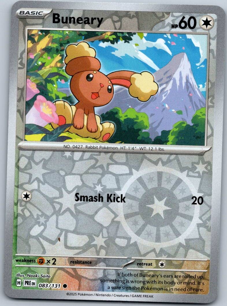 Buneary 083/131 Common Prismatic Evolutions Pokemon Reverse Holo Near Mint