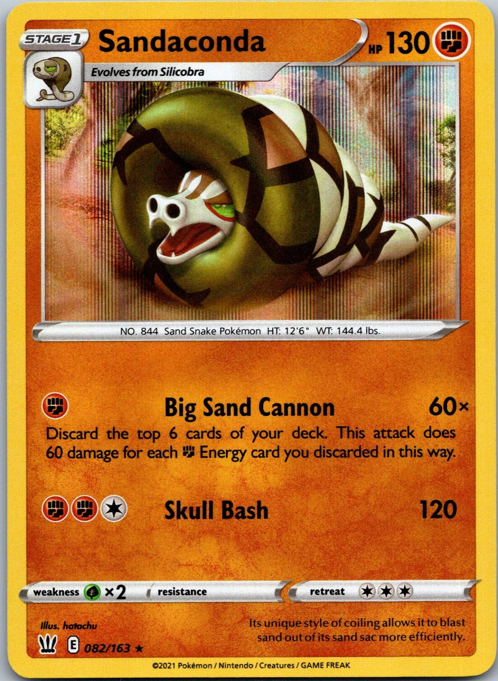 Sandaconda 082/163 Holo Rare Battle Styles Pokemon Near Mint