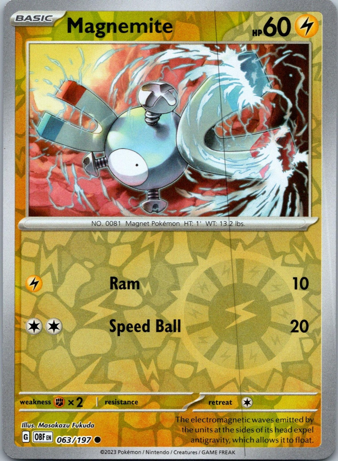 Magnemite 063/197 Common Obsidian Flames Pokemon Near Mint
