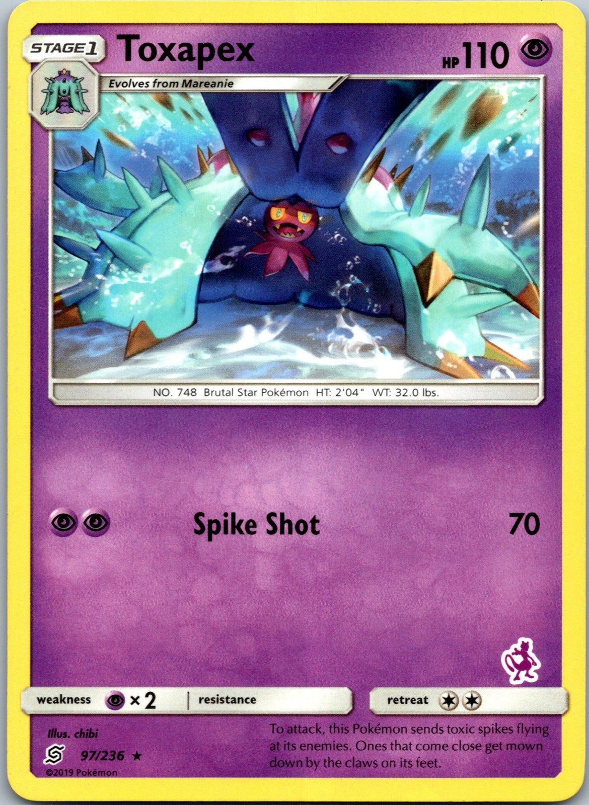 Toxapex 97/236 Rare Unified Minds Pokemon Near Mint