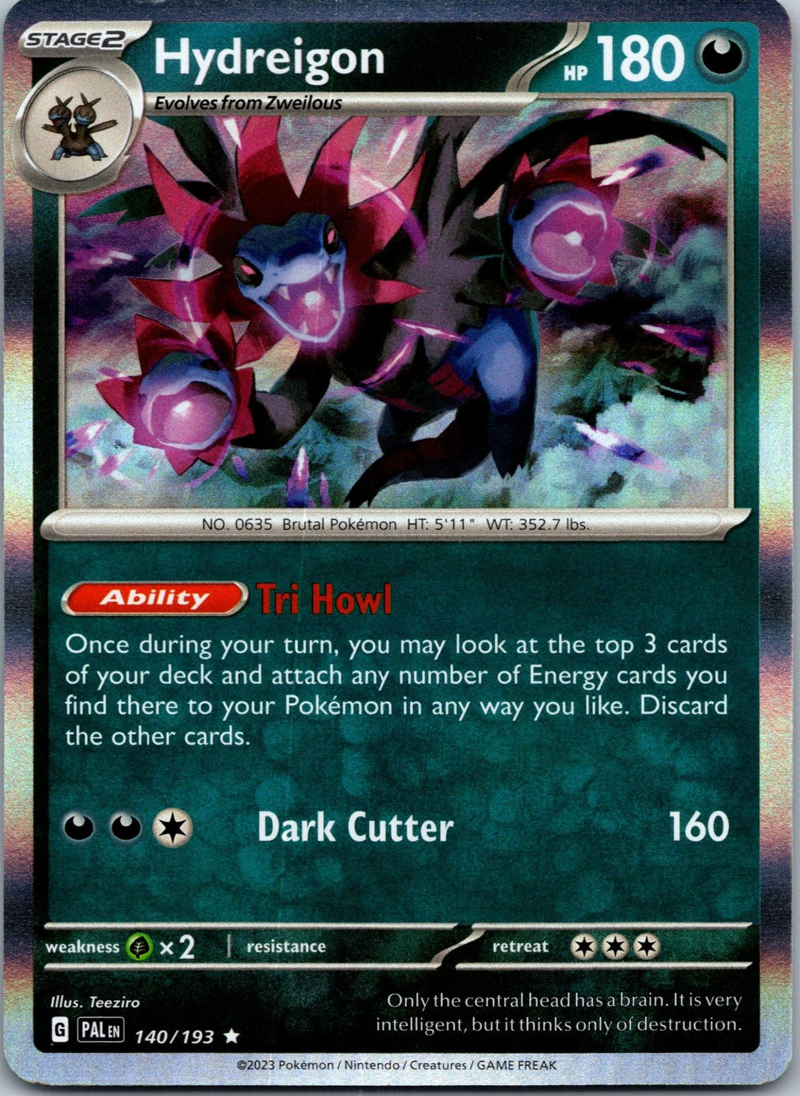 Hydreigon 140/193 Rare Paldea Evolved Pokemon Near Mint