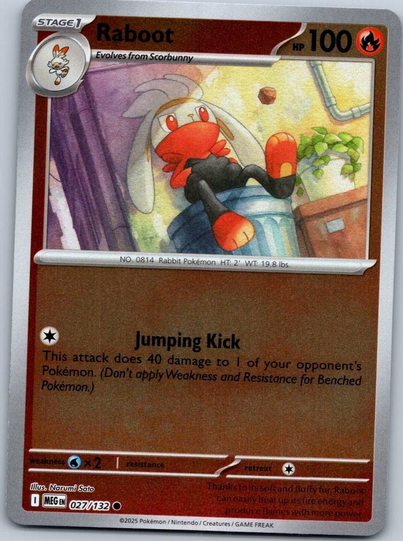 Raboot 027/132 Common Mega Evolution Pokemon Reverse Holo Near Mint