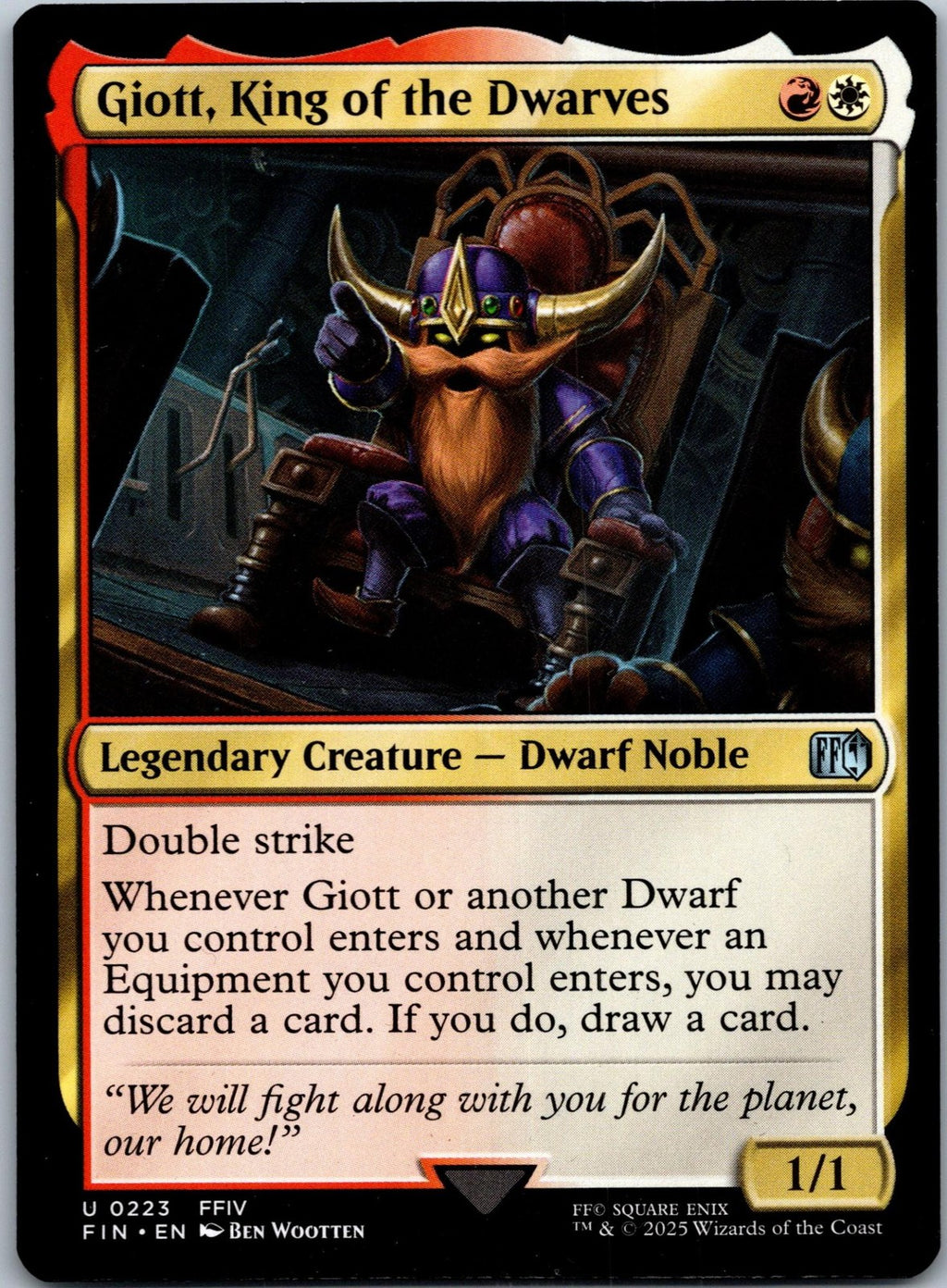 Giott, King of the Dwarves 223 Uncommon Final Fantasy Magic: The Gathering NM