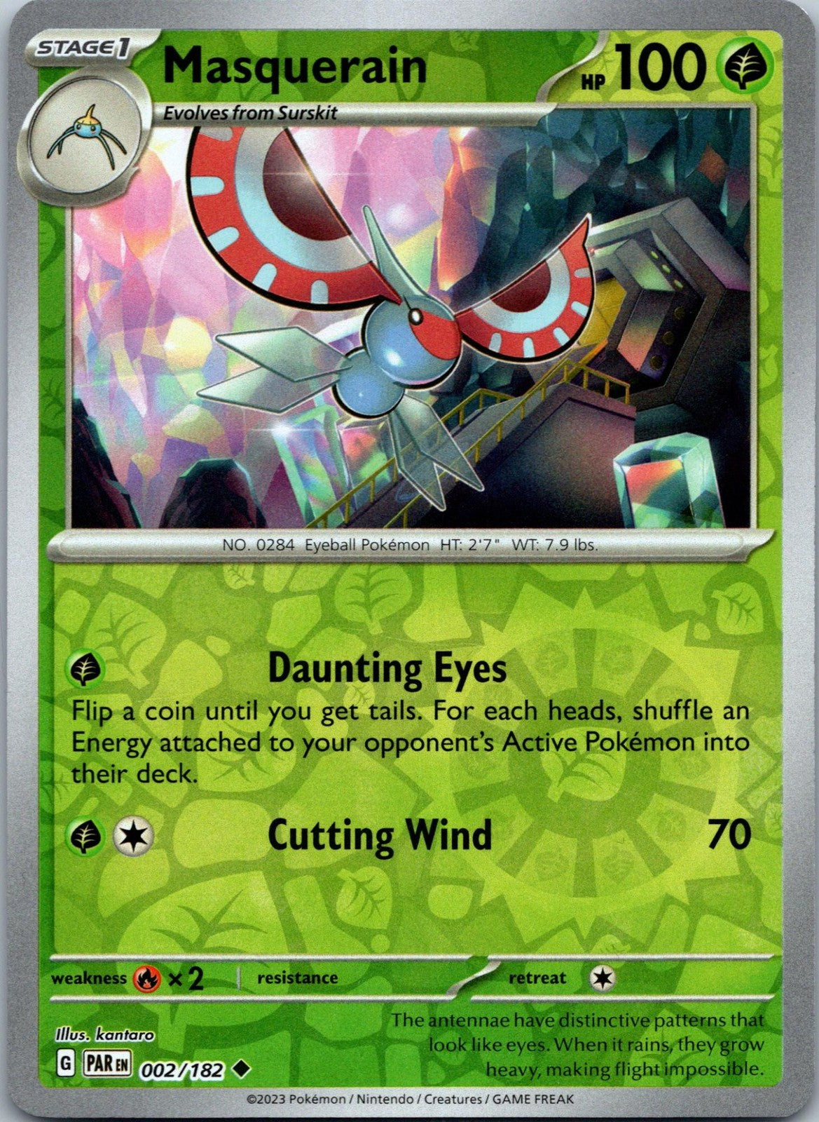 Masquerain 002/182 Uncommon Paradox Rift Pokemon Near Mint
