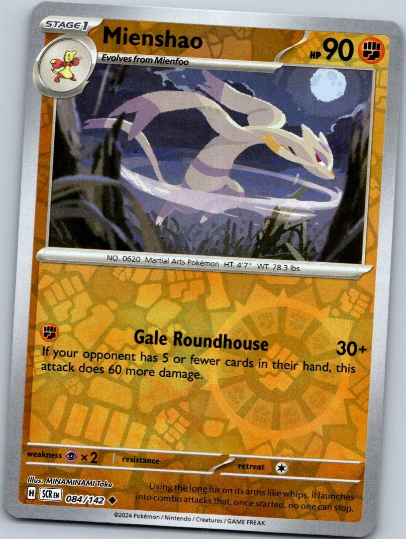 Mienshao 84/142 Uncommon Stellar Crown Pokemon Reverse Holo Near Mint