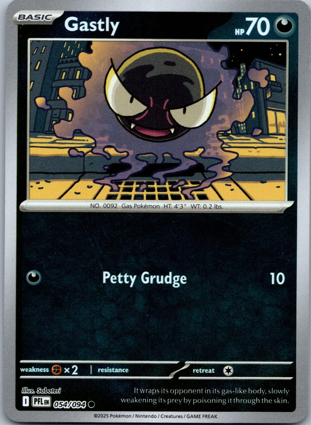 Gastly 054/094 Common Phantasmal Flames Pokemon Near Mint