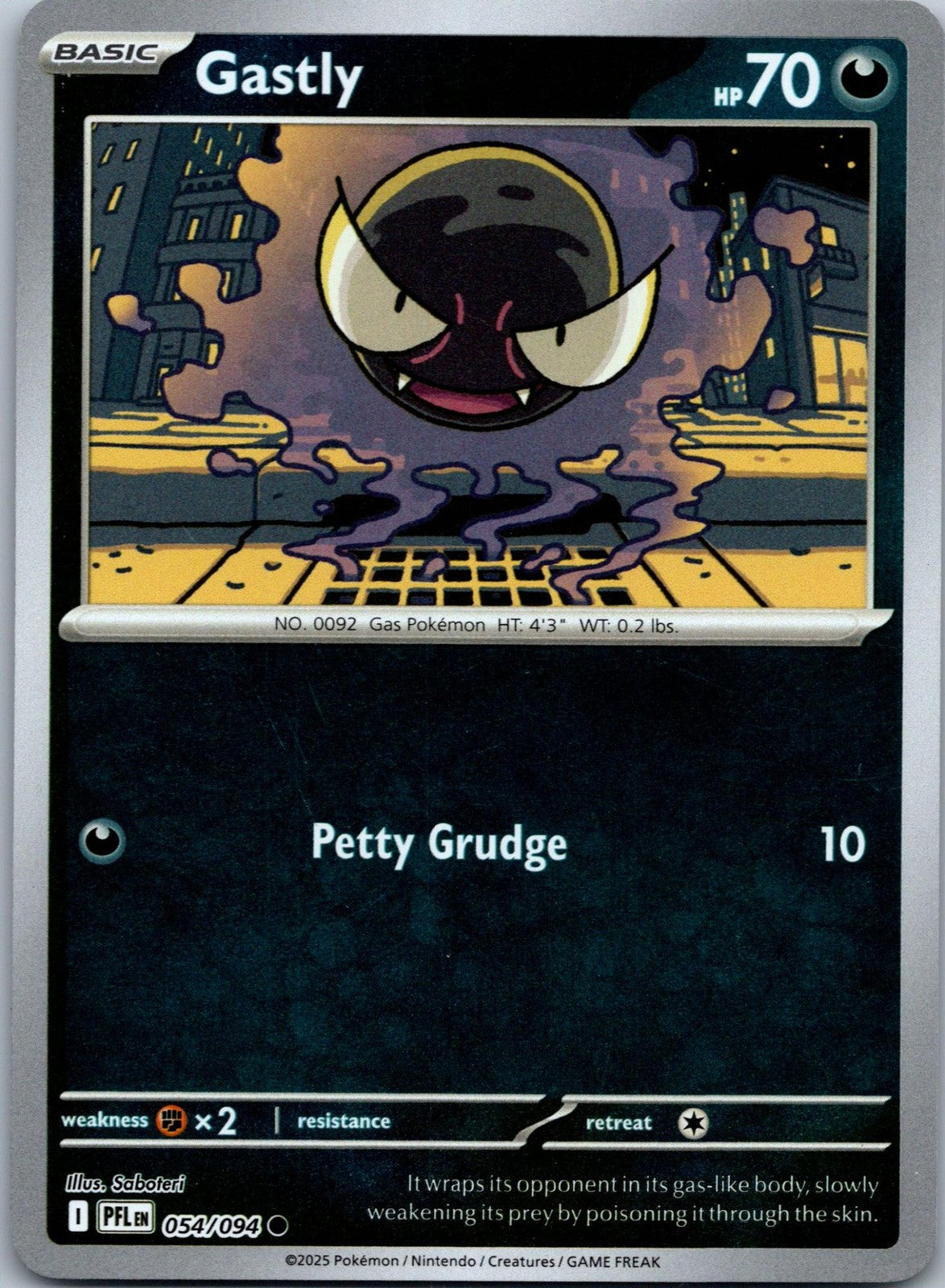 Gastly 054/094 Common Phantasmal Flames Pokemon Near Mint