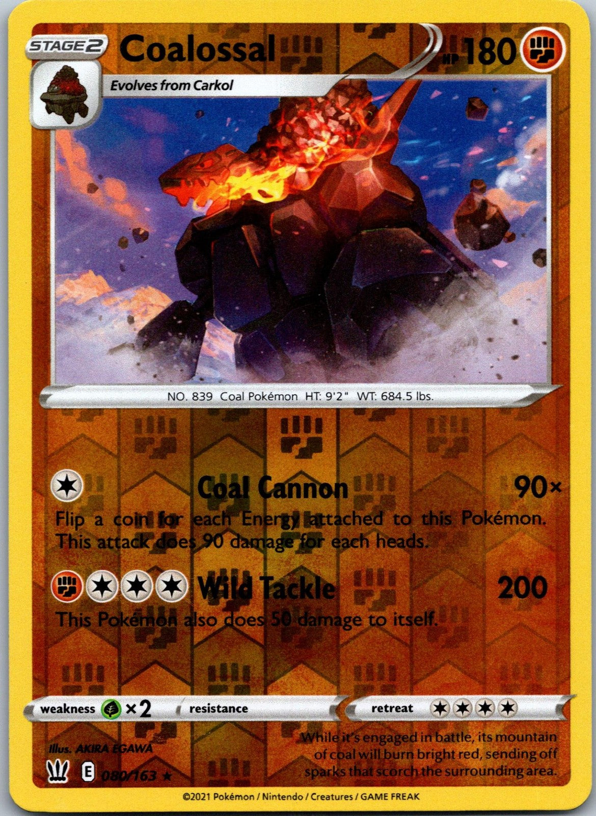 Coalossal 107/192 Holofoil Promo League & Championship Cards Pokemon Near Mint