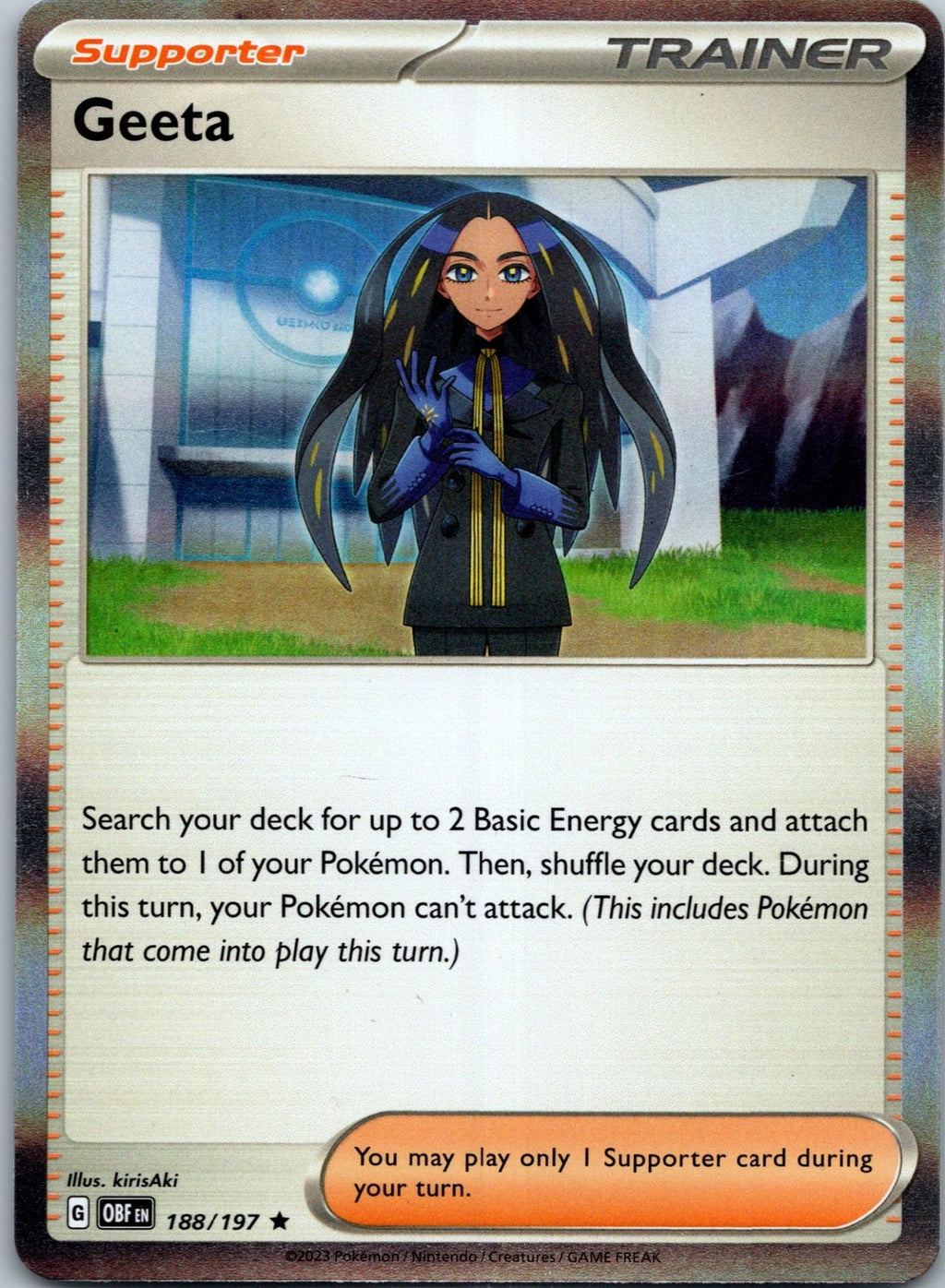 Geeta 188/197 Rare Obsidian Flames Pokemon Near Mint