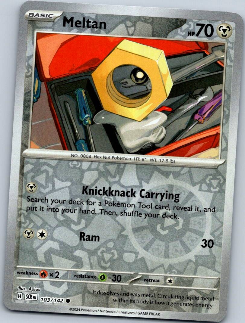 Meltan 103/142 Common Stellar Crown Pokemon Reverse Holo Near Mint