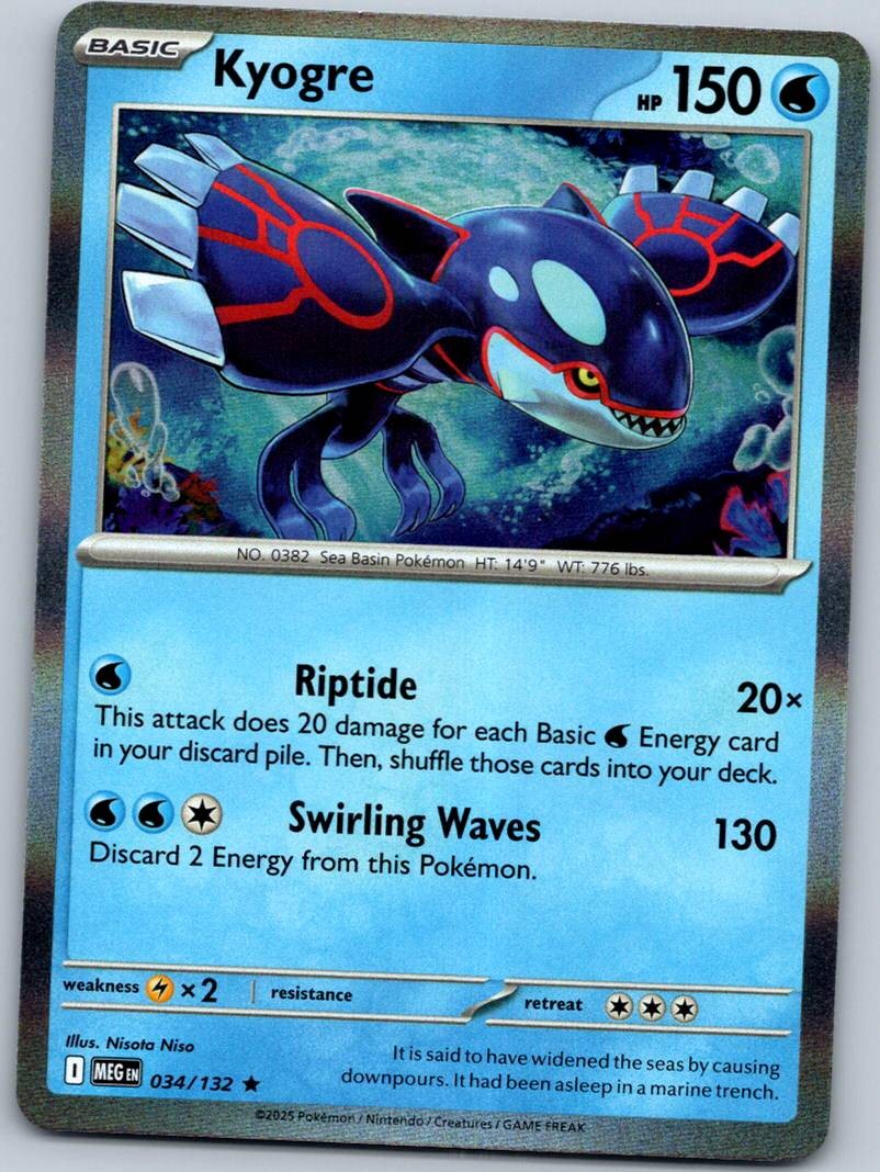 Kyogre 034/132 Rare Mega Evolution Pokemon Near Mint