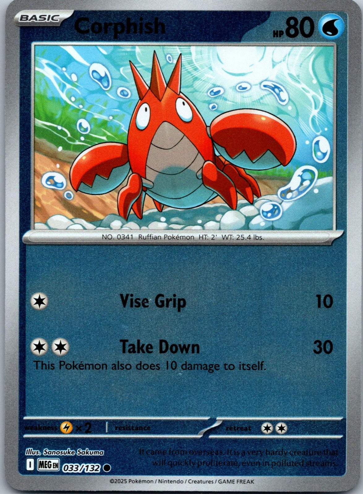 Corphish 033/132 Common Mega Evolution Pokemon Near Mint