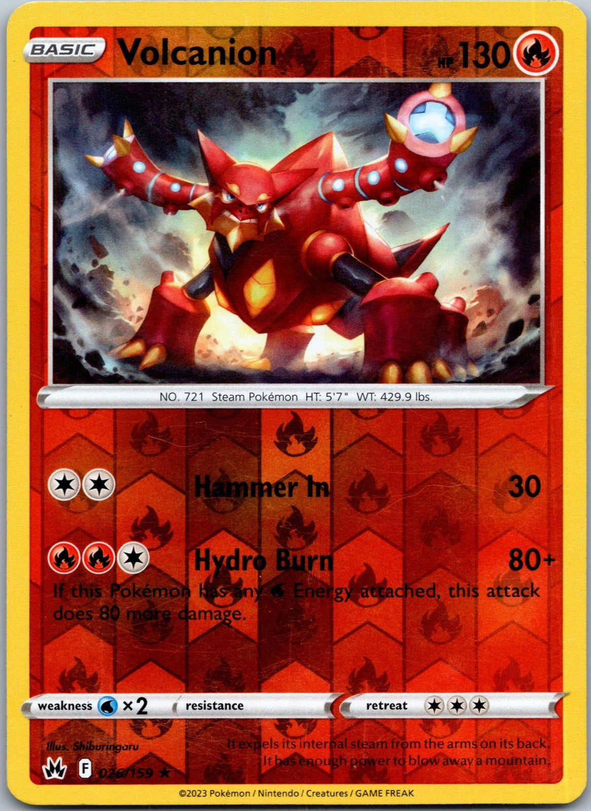 Volcanion 026/159 Holo Rare Crown Zenith Pokemon Near Mint