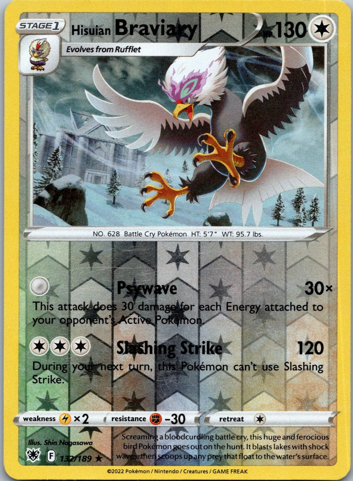 Hisuian Braviary 132/189 Rare Astral Radiance Pokemon Near Mint