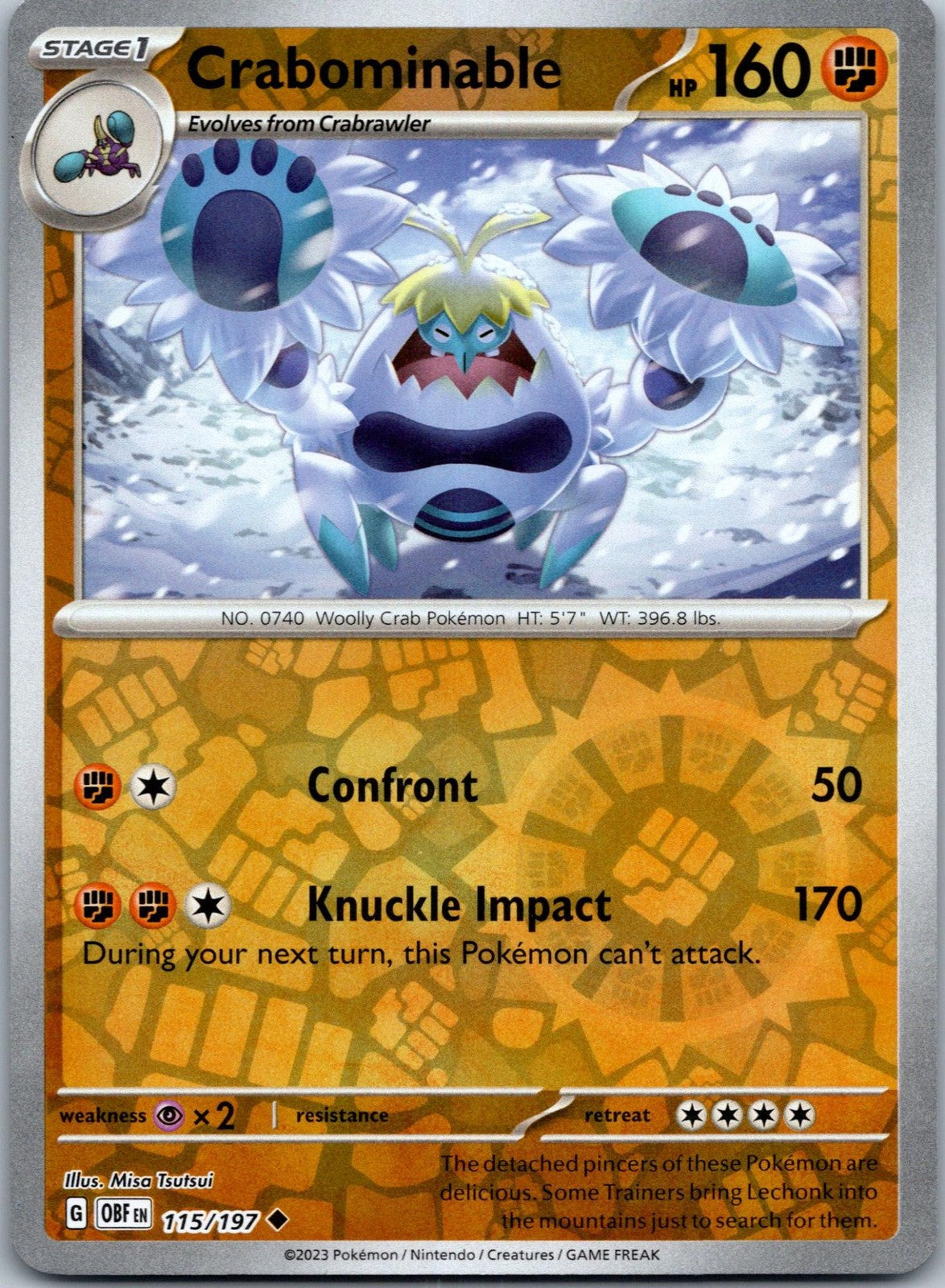 Crabominable 115/197 Uncommon Obsidian Flames Pokemon Near Mint