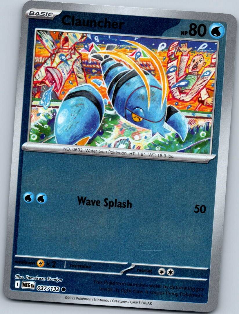 Clauncher 037/132 Common Mega Evolution Pokemon Reverse Holo Near Mint
