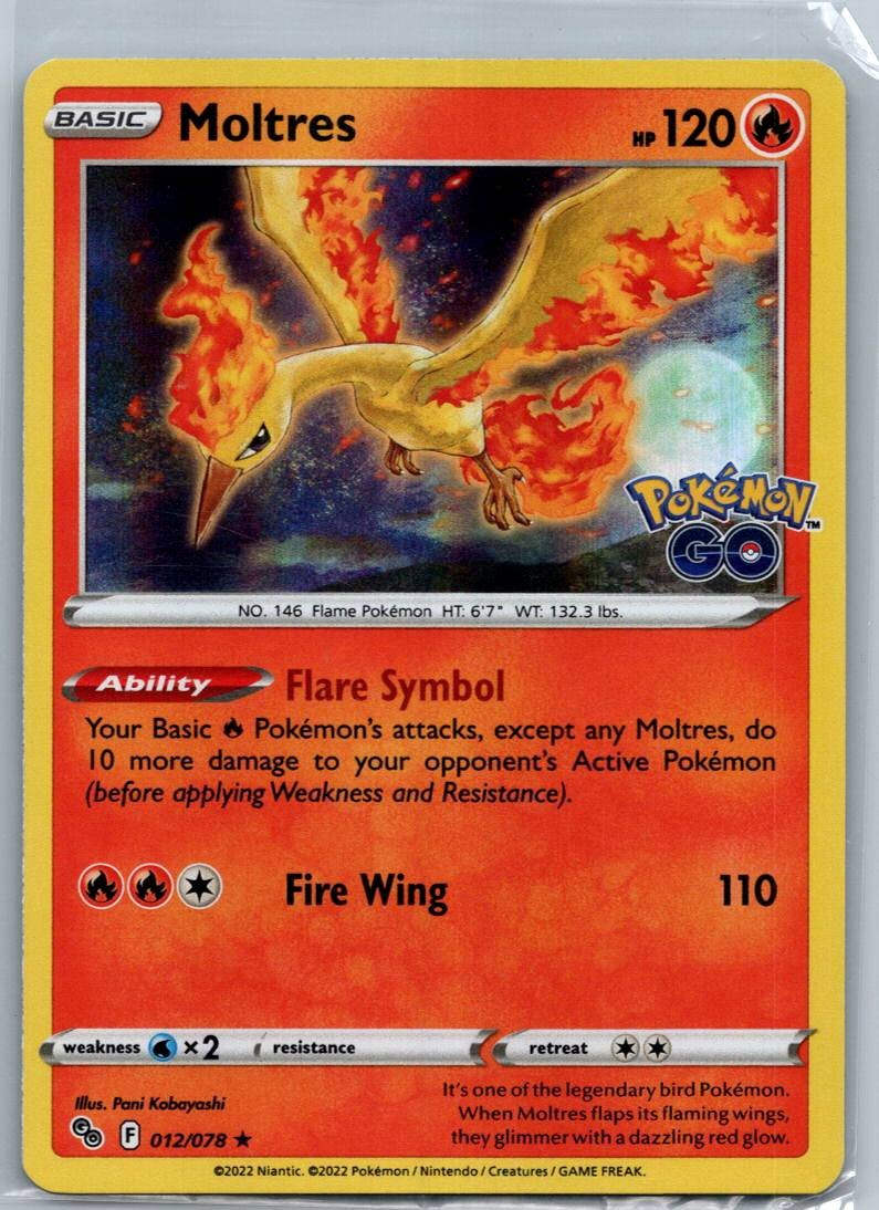 Moltres 012/078 Holo Rare Pokemon GO Pokemon Near Mint