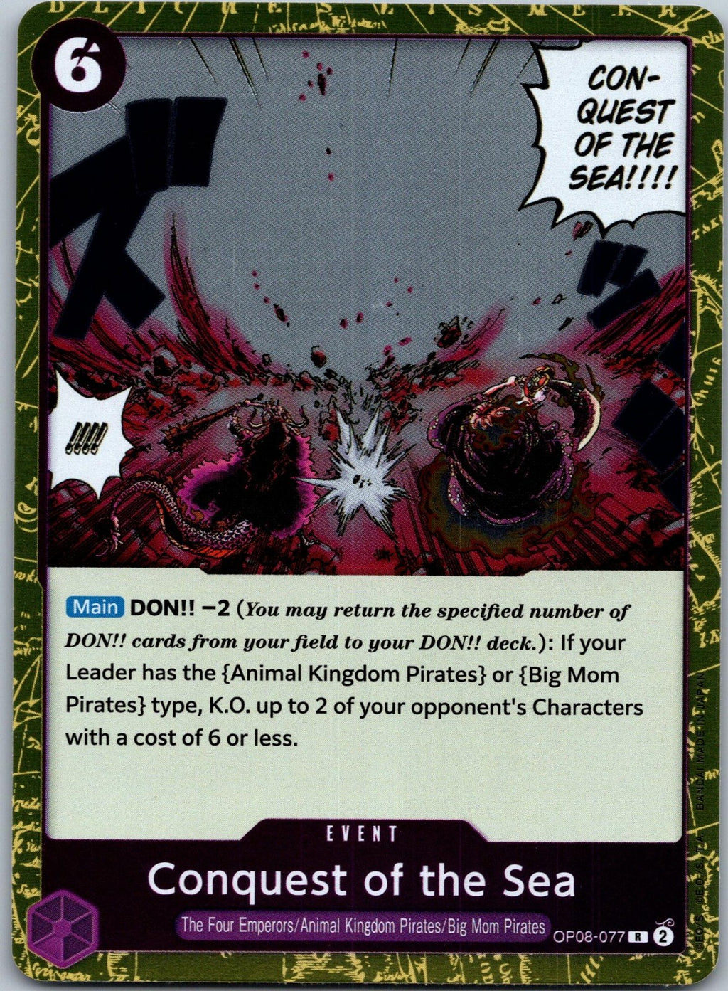 Conquest of the Sea OP08-077 Rare Two Legends One Piece Foil Near Mint
