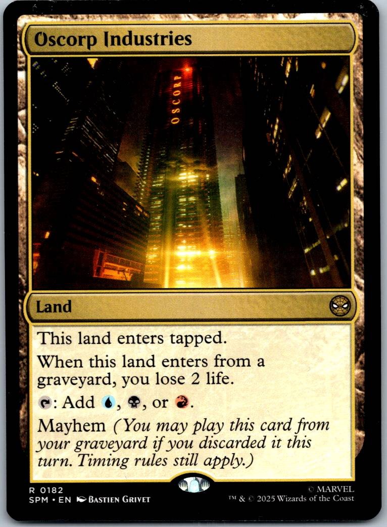 Oscorp Industries 182 Rare Marvel's Spider-Man Magic: The Gathering Near Mint