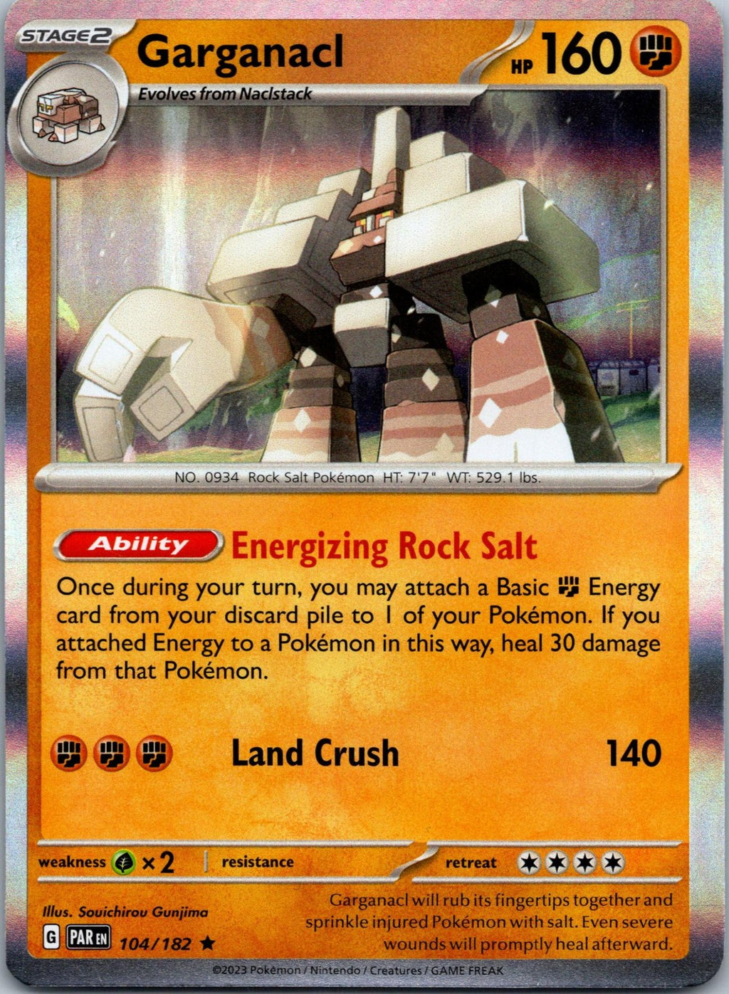 Garganacl 104/182 Rare Paradox Rift Pokemon Near Mint