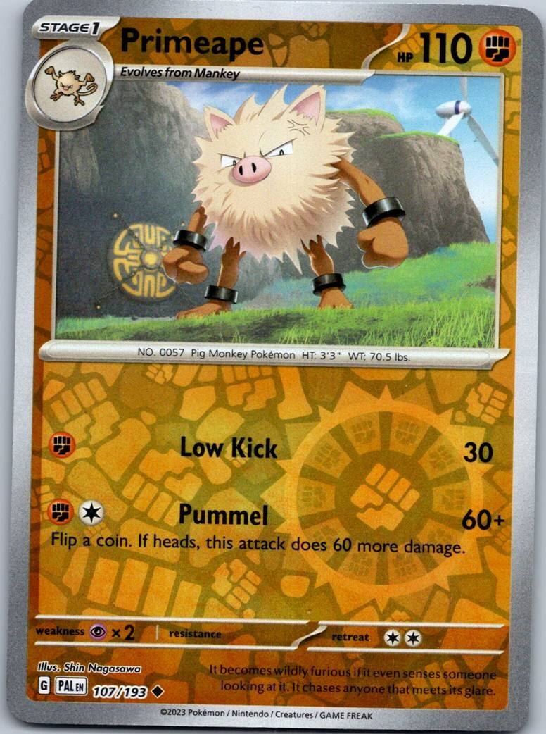 Primeape 107/193 Uncommon Paldea Evolved Pokemon Reverse Holo Near Mint