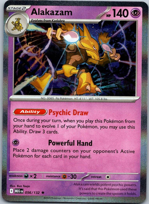 Alakazam 056/132 Rare Mega Evolution Pokemon Near Mint