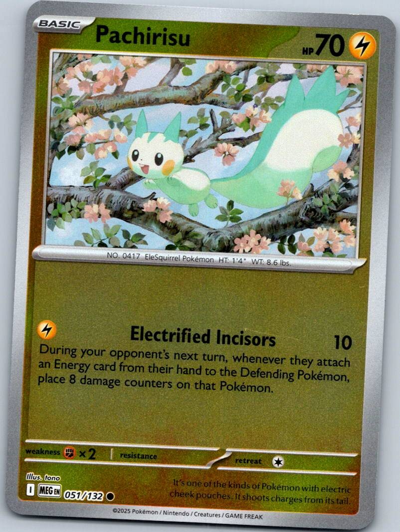 Pachirisu 051/132 Common Mega Evolution Pokemon Reverse Holo Near Mint