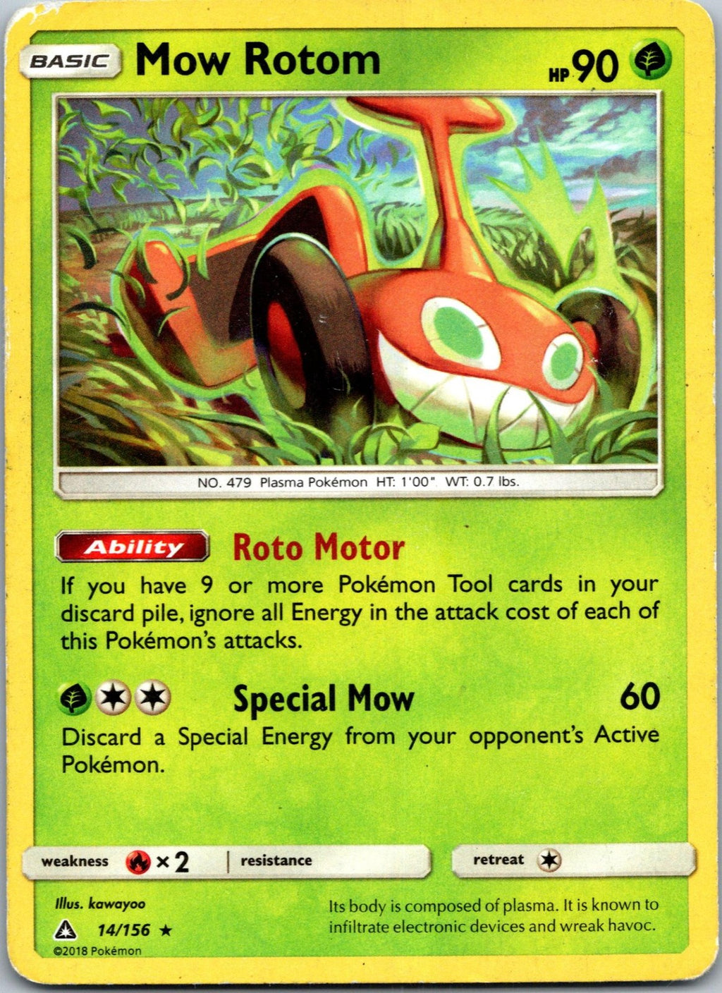 Mow Rotom 14/156 Rare Ultra Prism Pokemon Near Mint