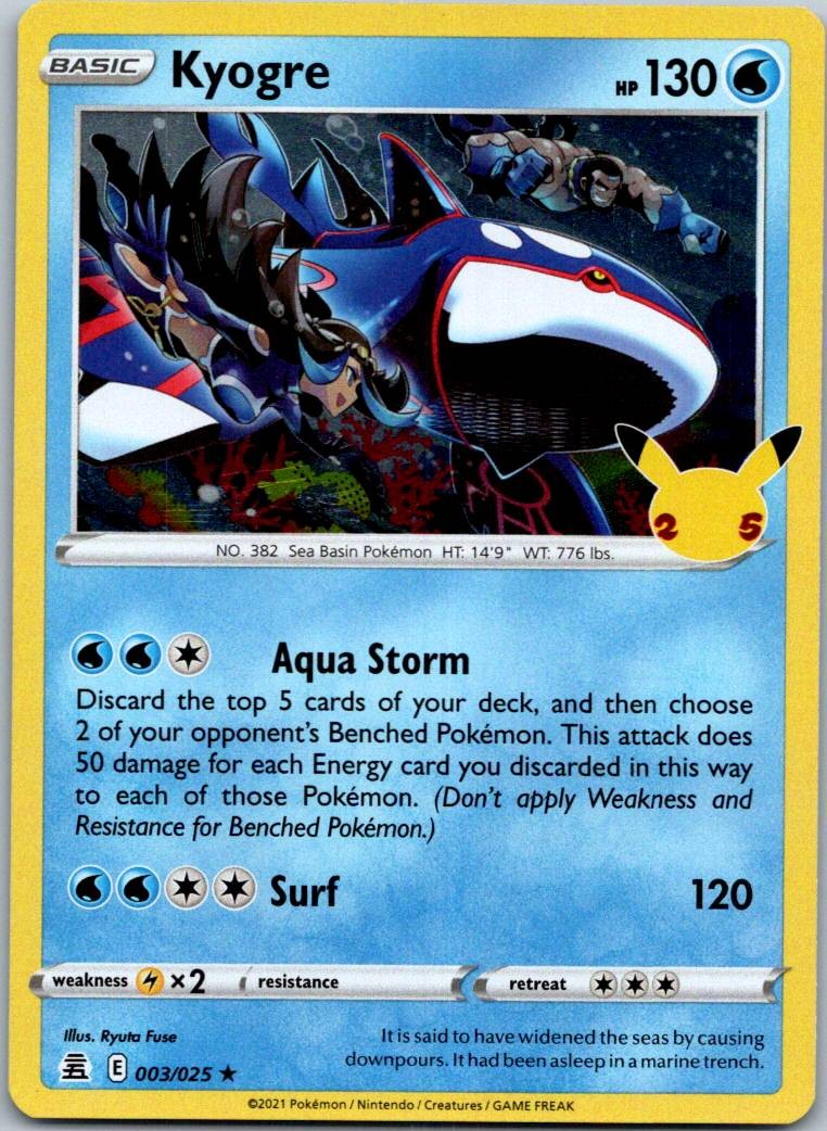 Kyogre 003/025 Rare Celebrations Pokemon Near Mint