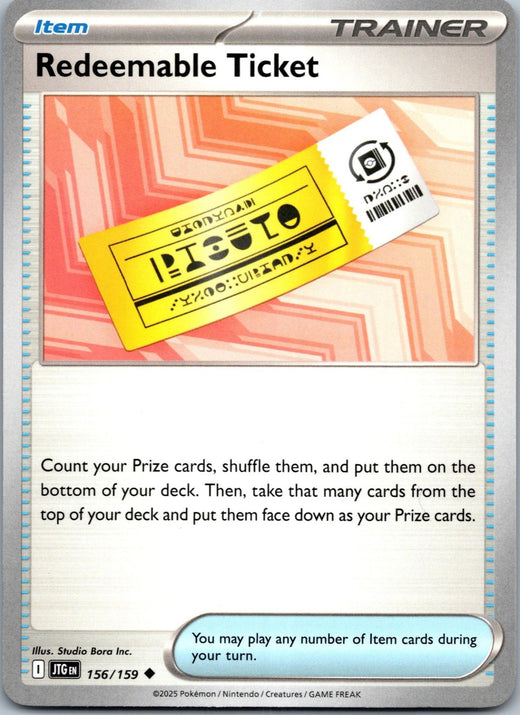 Redeemable Ticket 156/159 Uncommon Journey Together Pokemon Near Mint
