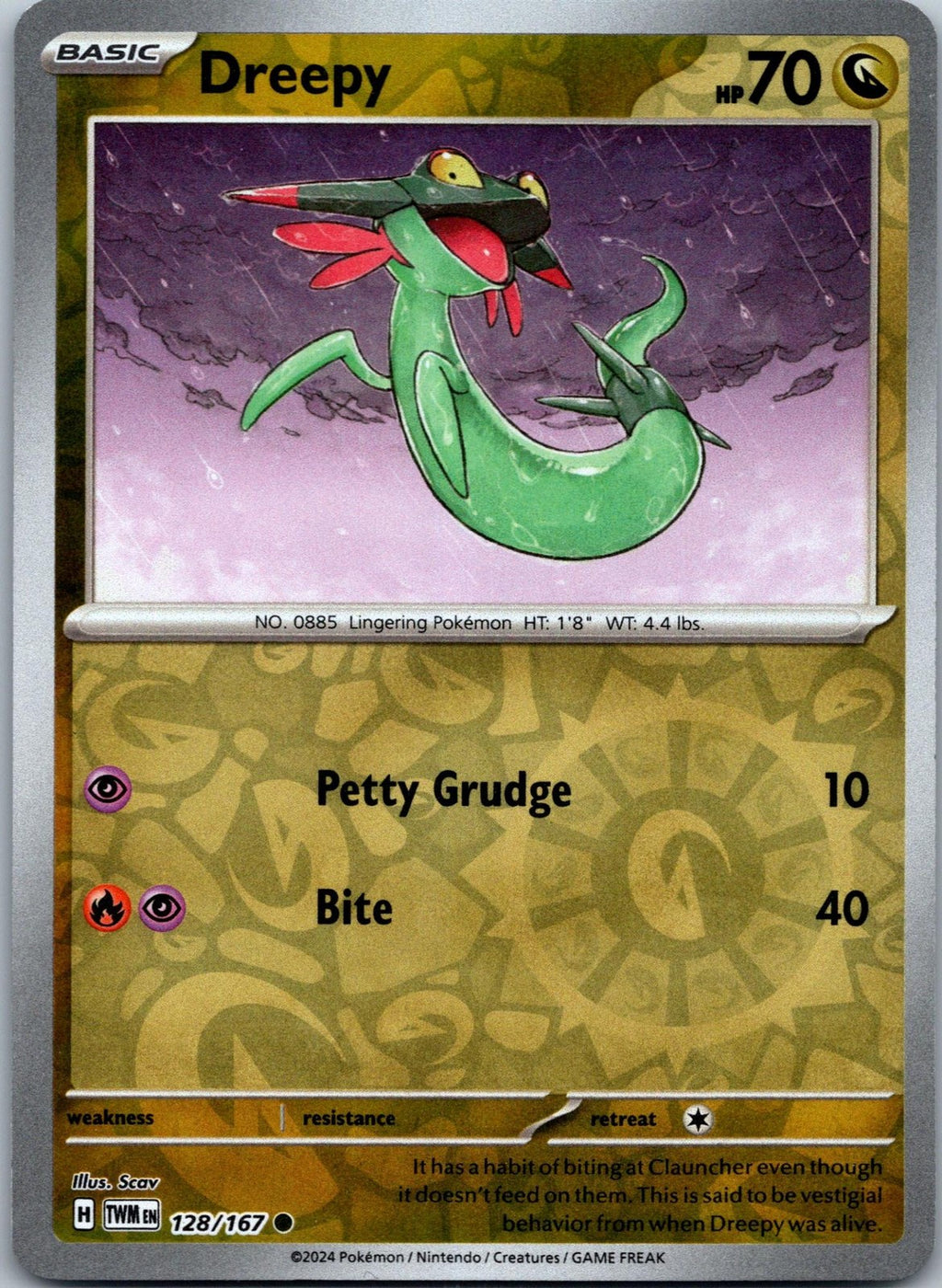 Dreepy 128/167 Common Twilight Masquerade Pokemon Near Mint
